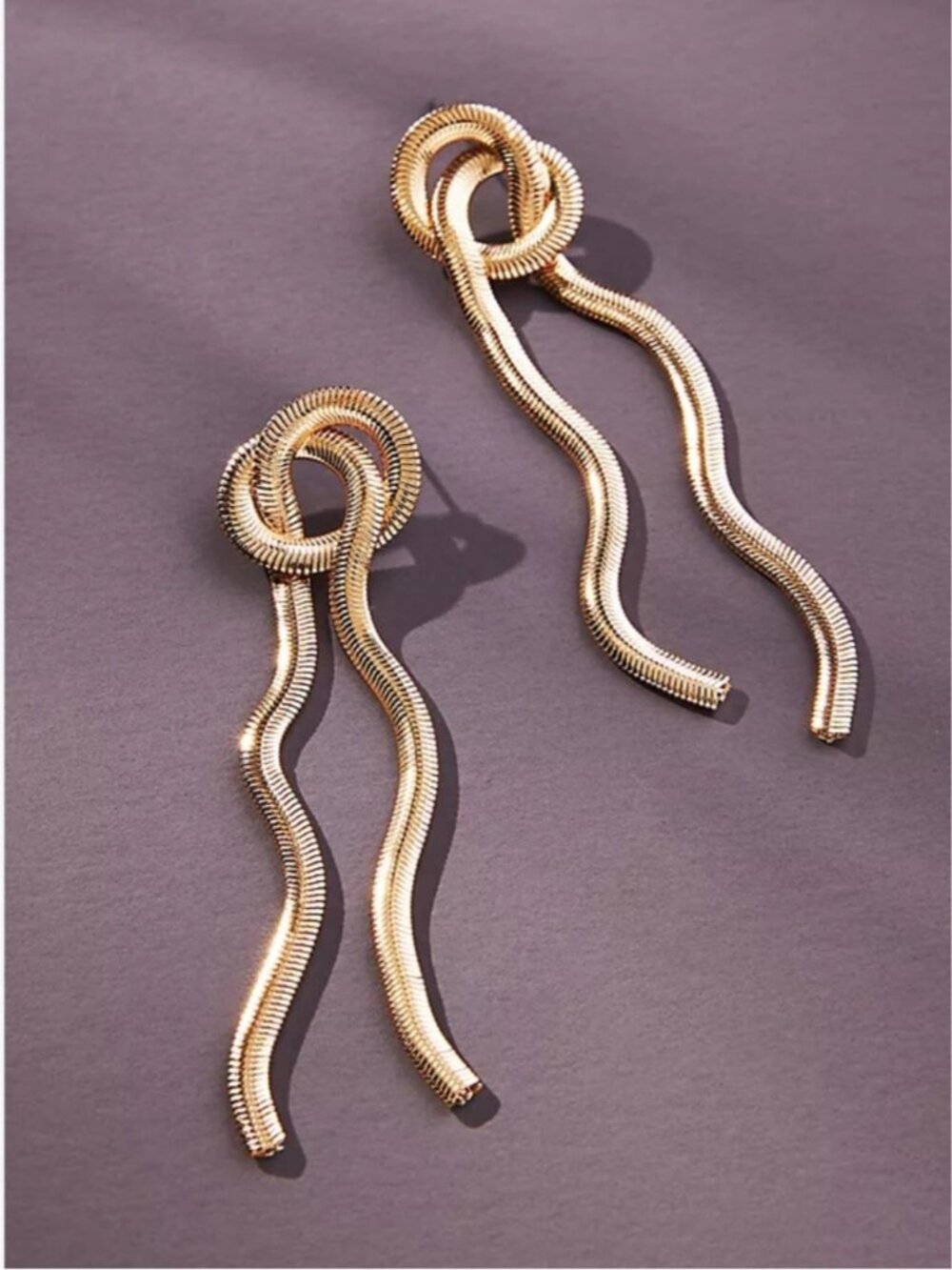 New! Gold Snake Chain Loop Drop Earrings NWOT